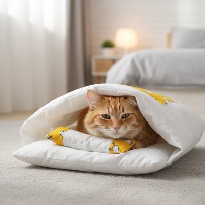Lit pour Chat de couleur  jaune poussin