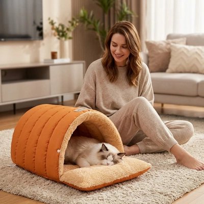 Lit pour Chat de couleur orange