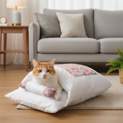 Lit pour Chat de couleur rose pastel