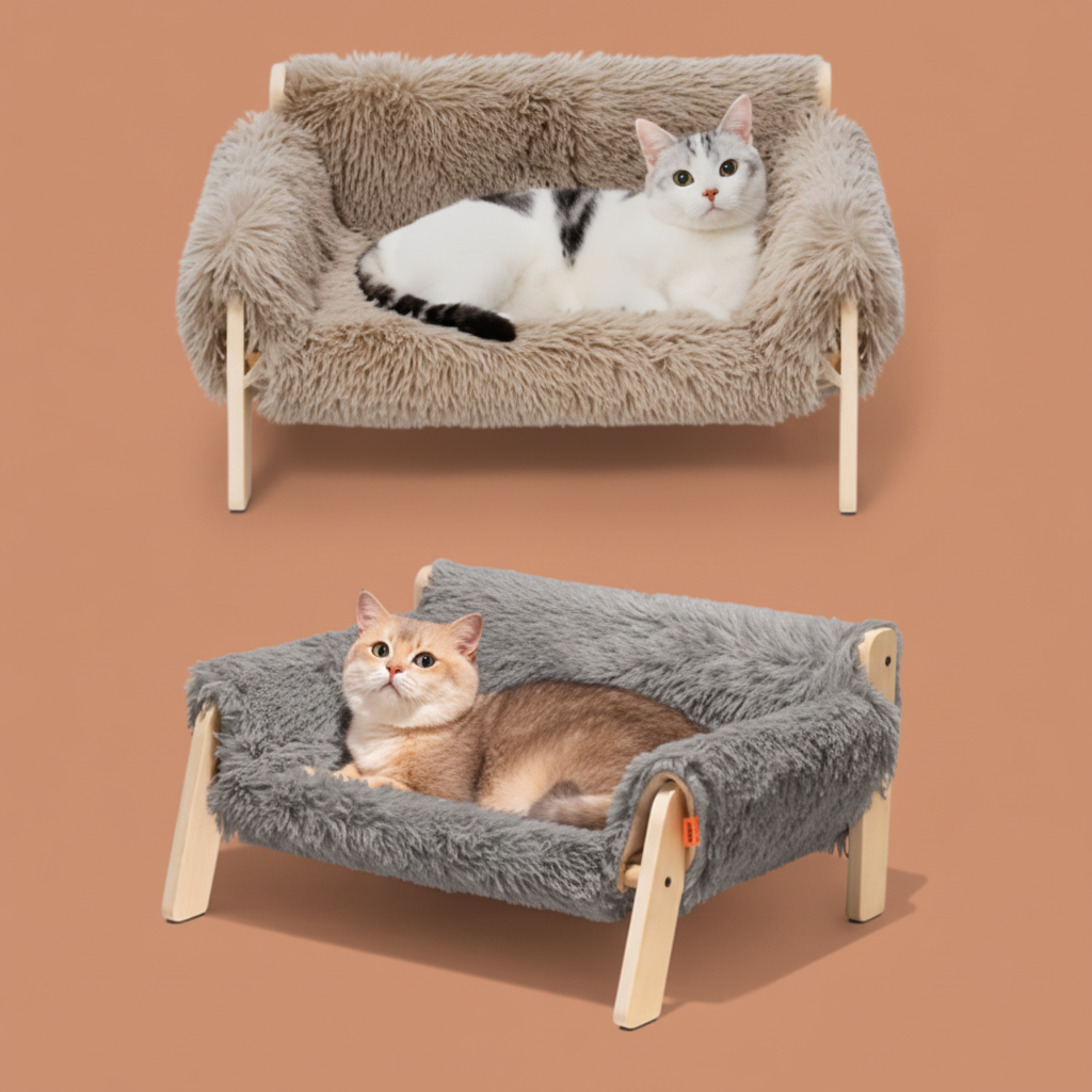 Lit pour chat - fond chaud uni