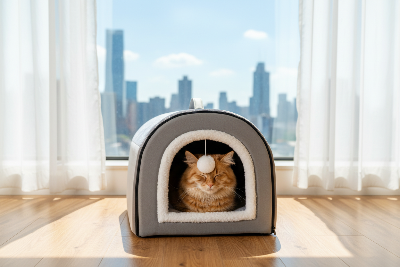 Maison chat gris fenêtre