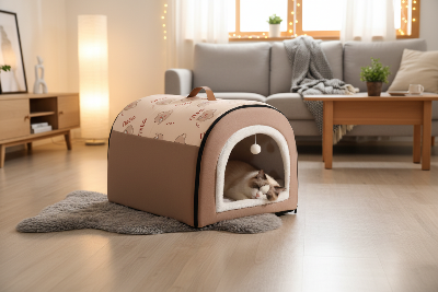 Maison chat marron salon