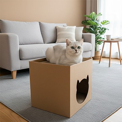 Maison en carton pour chat en carton