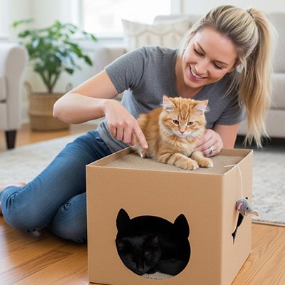 Maison en carton pour chat plusieurs griffoirs 
