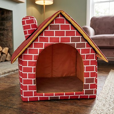 Maison pour chat décor briques rouges