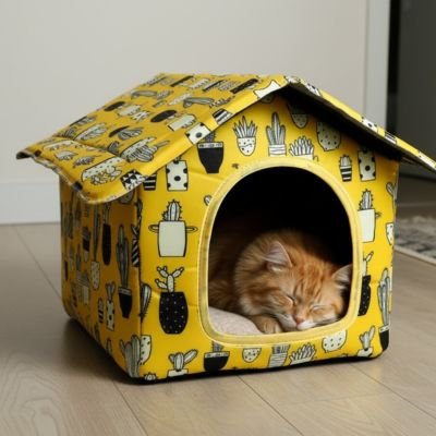 Maison pour chat habillée de cactus