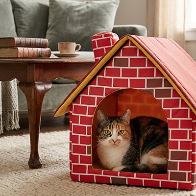 Maison pour chat va aussi bien dehors que dedans 