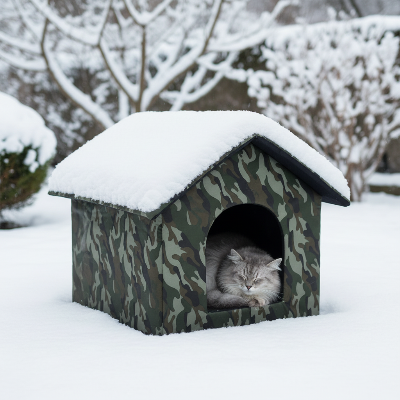 Niche camouflage verte neige chat gris