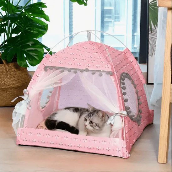 Niche pour chat avec coussin lavable