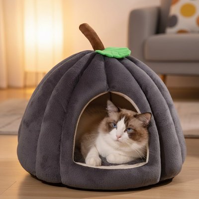 Niche pour chat de couleur gris foncé