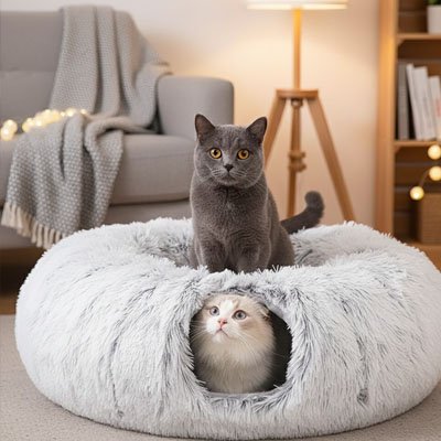 Niche pour chat forme un donuts 