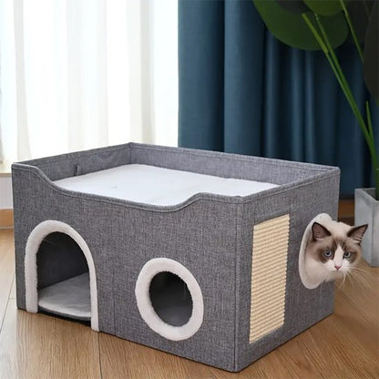 Niche pour chat possède également un griffoir