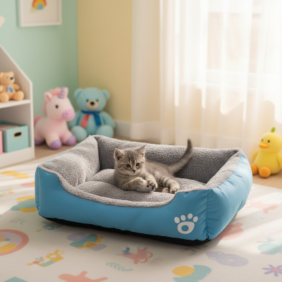panier chat bleu - chambre enfant