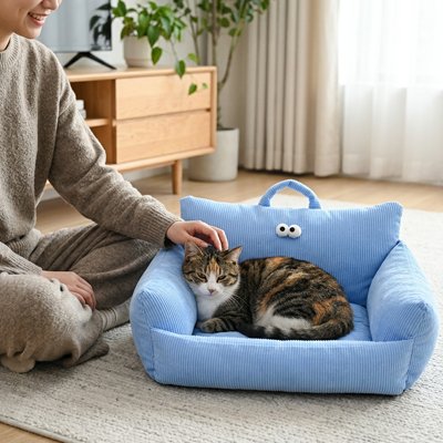 Panier Chat canapé de couleur bleu