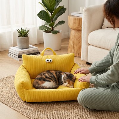 Panier Chat canapé de couleur jaune
