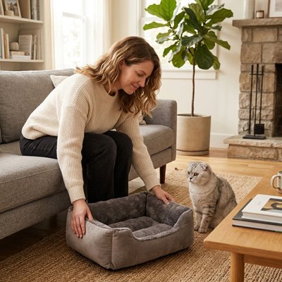 Panier chat de couleur gris