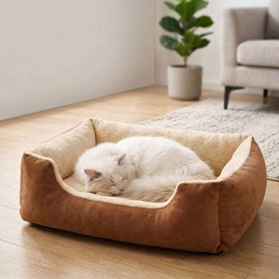 Panier chat de couleur marron et beige