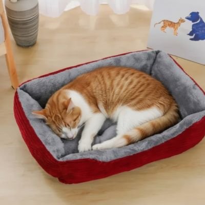 Panier chat de couleur rouge 