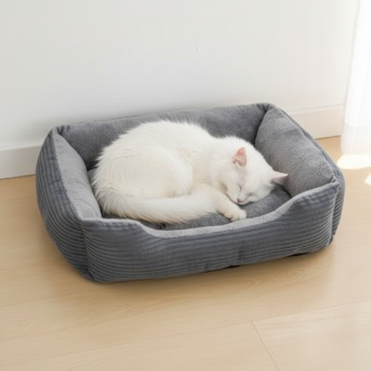Panier chat gris - chat blanc - intérieur scandinave