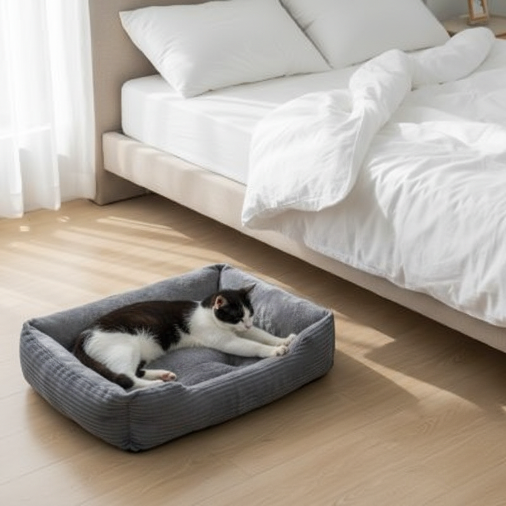 Panier chat gris - chat noir et blanc - chambre