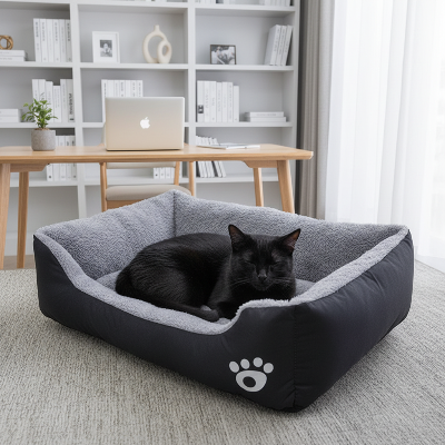 panier chat noir - bureau minimaliste