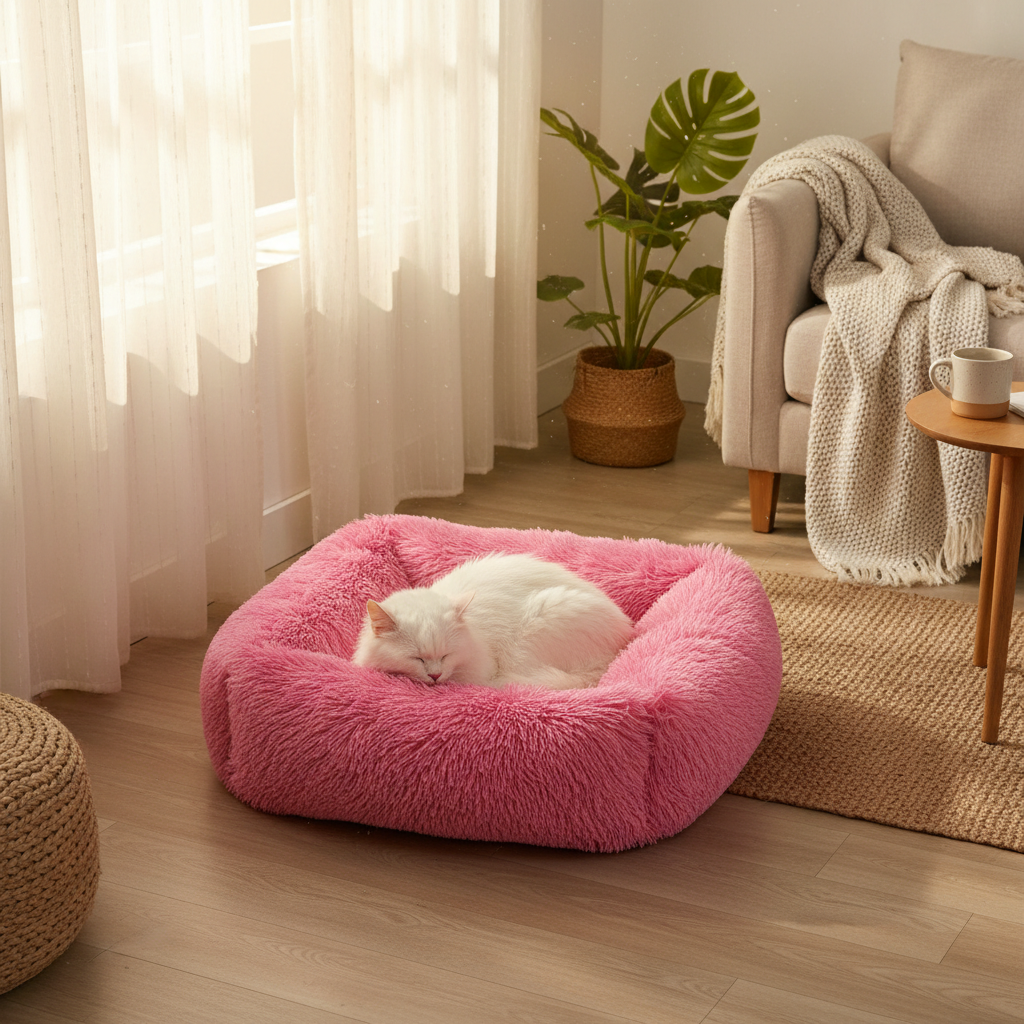 Panier chat rose vif