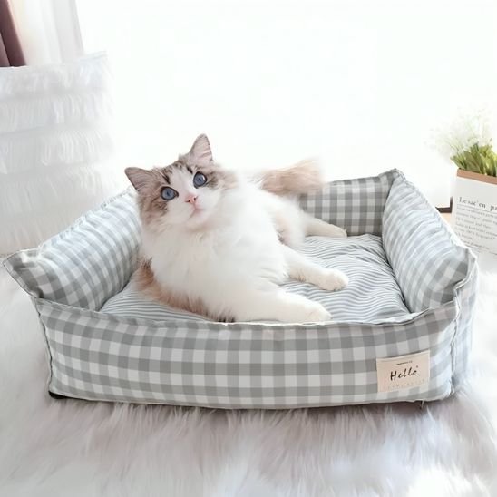 Panier pour chat en abricot