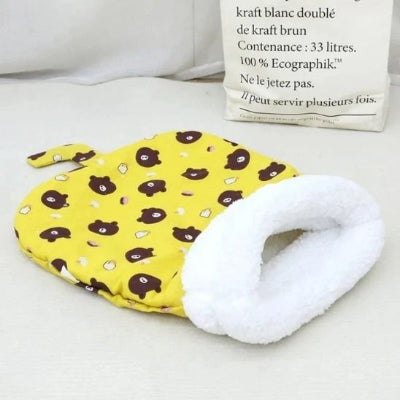 Panier pour chat jaune avec décor ours 