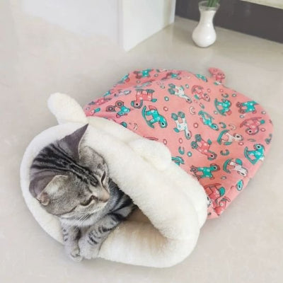 Panier pour chat rose avec décor chevaux 
