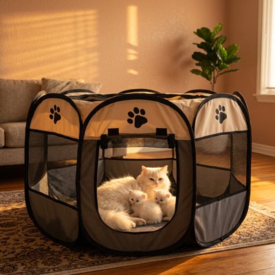 Parc pour Chat accueil maman chatte et ses chatons