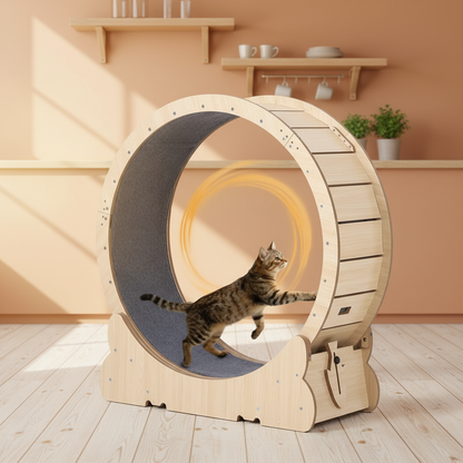 Roue bois - cuisine rustique - chat caramel
