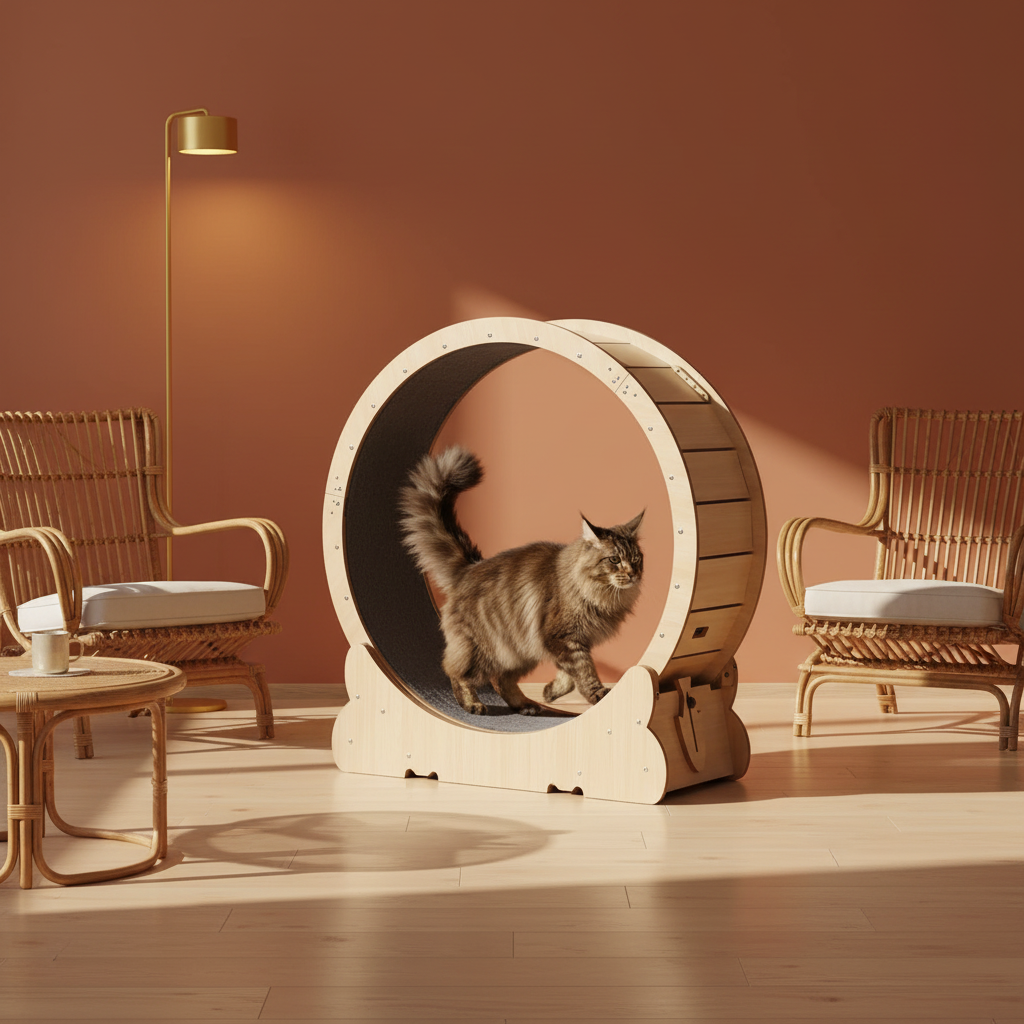 Roue bois - salon Japandi - Maine Coon