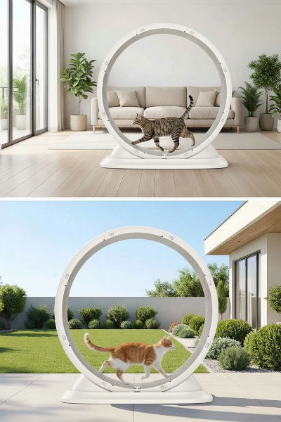 Roue pour chat blanche intérieur/extérieur