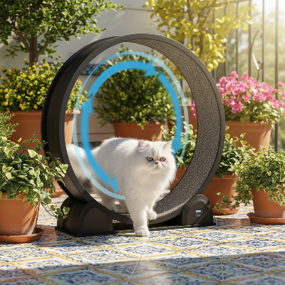 Roue terrasse - chat persan blanc