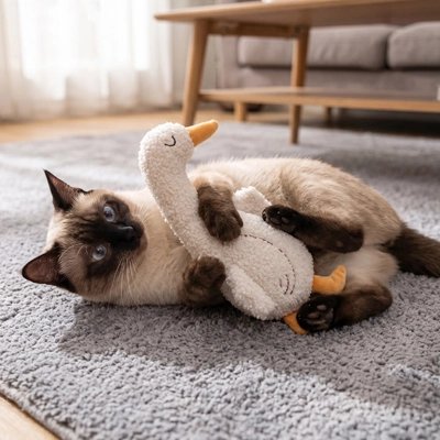 siamois couché sur tapis tien Jeu pour Chat canard