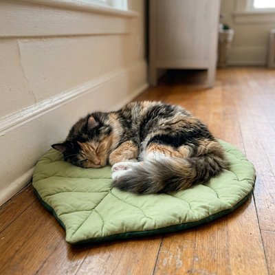 Tapis Chat en forme de feuille confortable et moelleuse
