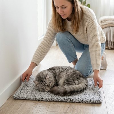 Tapis Chat se positionne facilement dans les espaces 