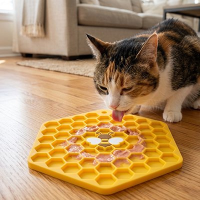 Tapis de léchage avec des alvéoles 