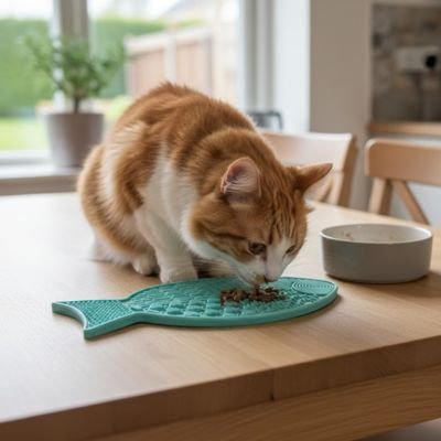 Tapis de léchage de couleur bleu vert