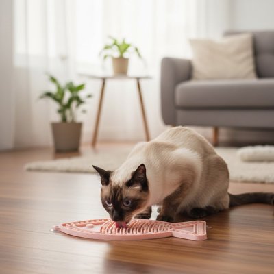 Tapis de léchage de couleur rose corail