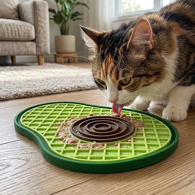 Tapis de léchage en forme d'avocat
