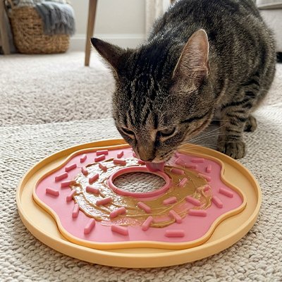 Tapis de léchage en forme de donuts
