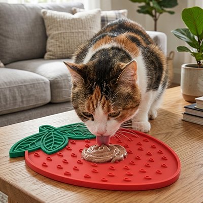 Tapis de léchage en forme de fraise