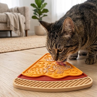 Tapis de léchage en forme de pizza
