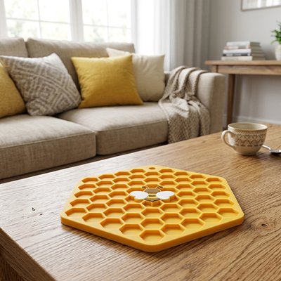 Tapis de léchage en forme hexagonale