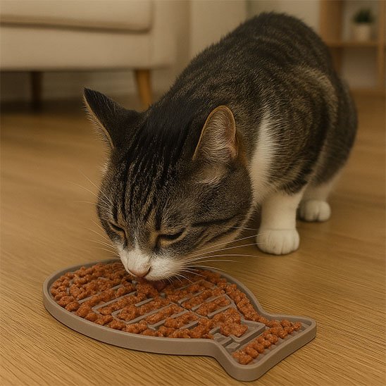 Tapis de léchage poisson de couleur gris clair 