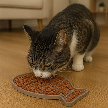 Tapis de léchage poisson de couleur gris clair 