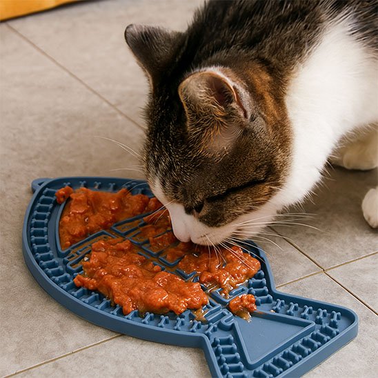 Tapis de léchage poisson de couleur gris foncé