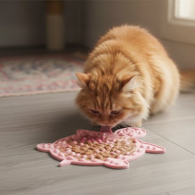 Tapis de léchage tortue rose
