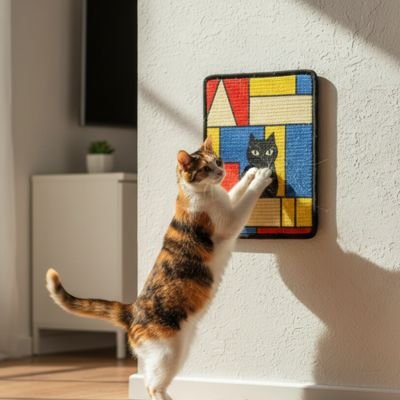 Tapis griffoir Chat joli décor géométrique